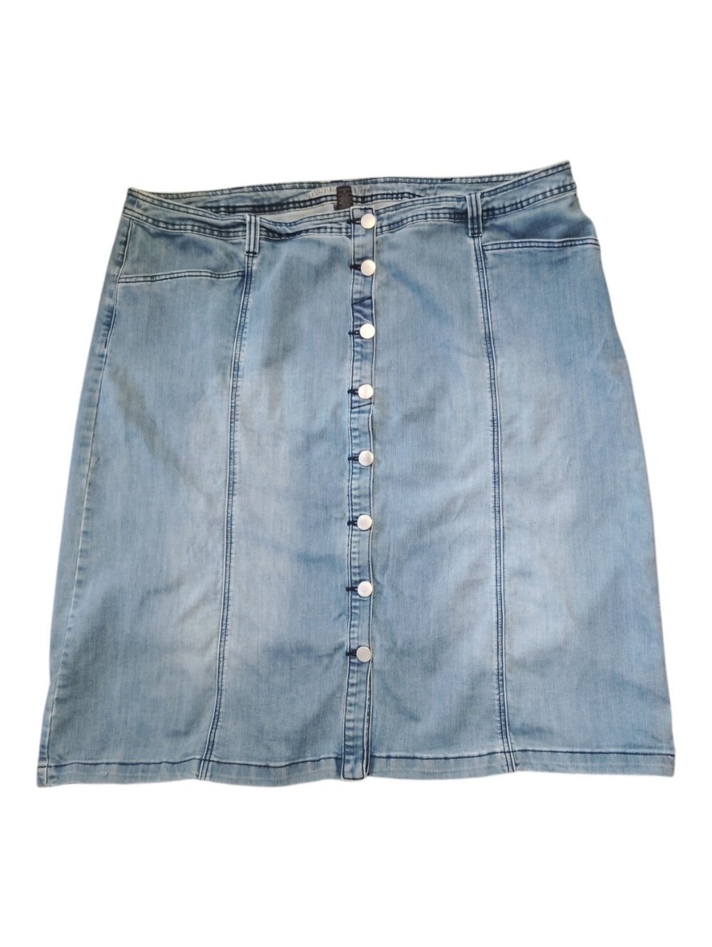 Light Wash Denim Skirt - Casual Plus Size Pencil Style Front Button Size 26